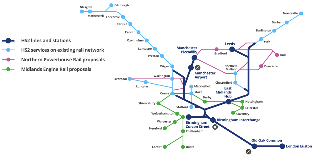 Hs2 Phase 1 Map Hs2 Route Map - Tunnel Business Magazine